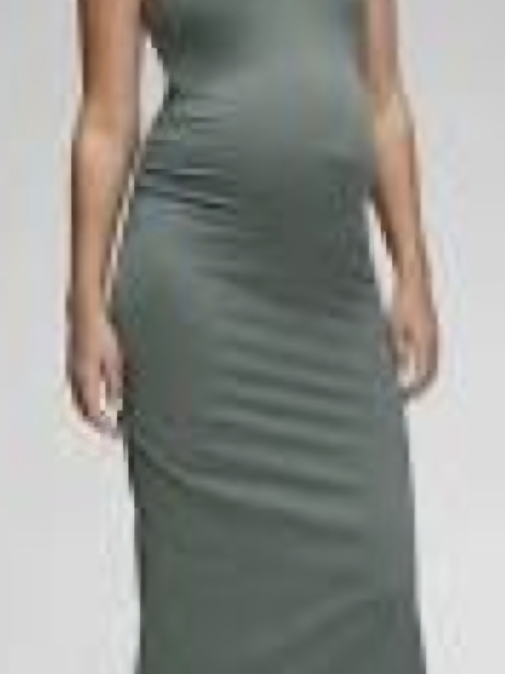 CRZ YOGA MATERNITY DRESS Size Smal Sleeveless Olive Green Bodycon Maxi Dress